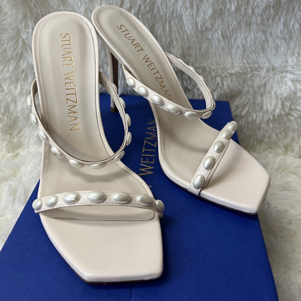 Stuart Weitzman Aleena Pearlita Slides Women's Size: 10 | US 10